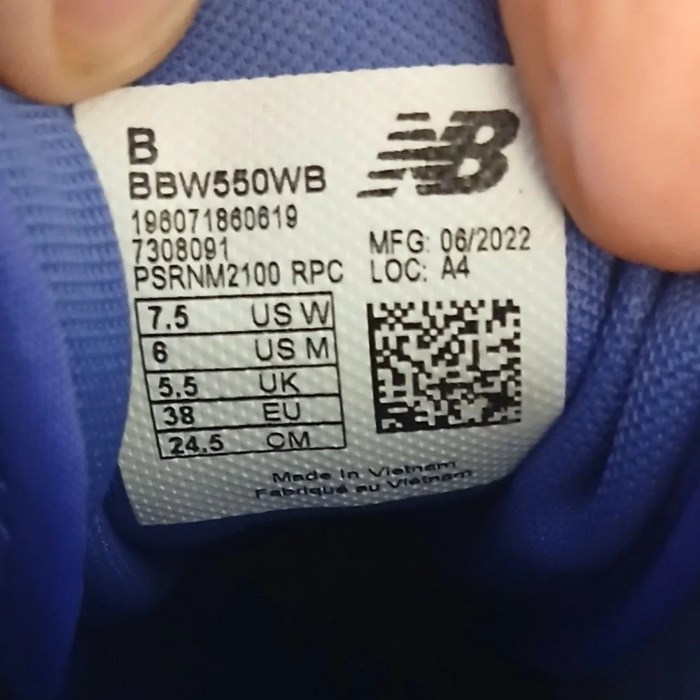 New Balance 550 Mens 6 White Blue Running Shoes Sneakers BBW550WB